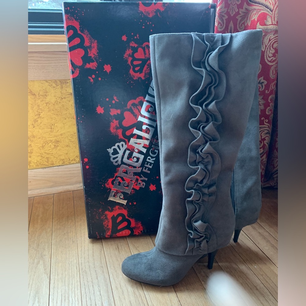 Fergalicious Party Favor Tall Grey Boots